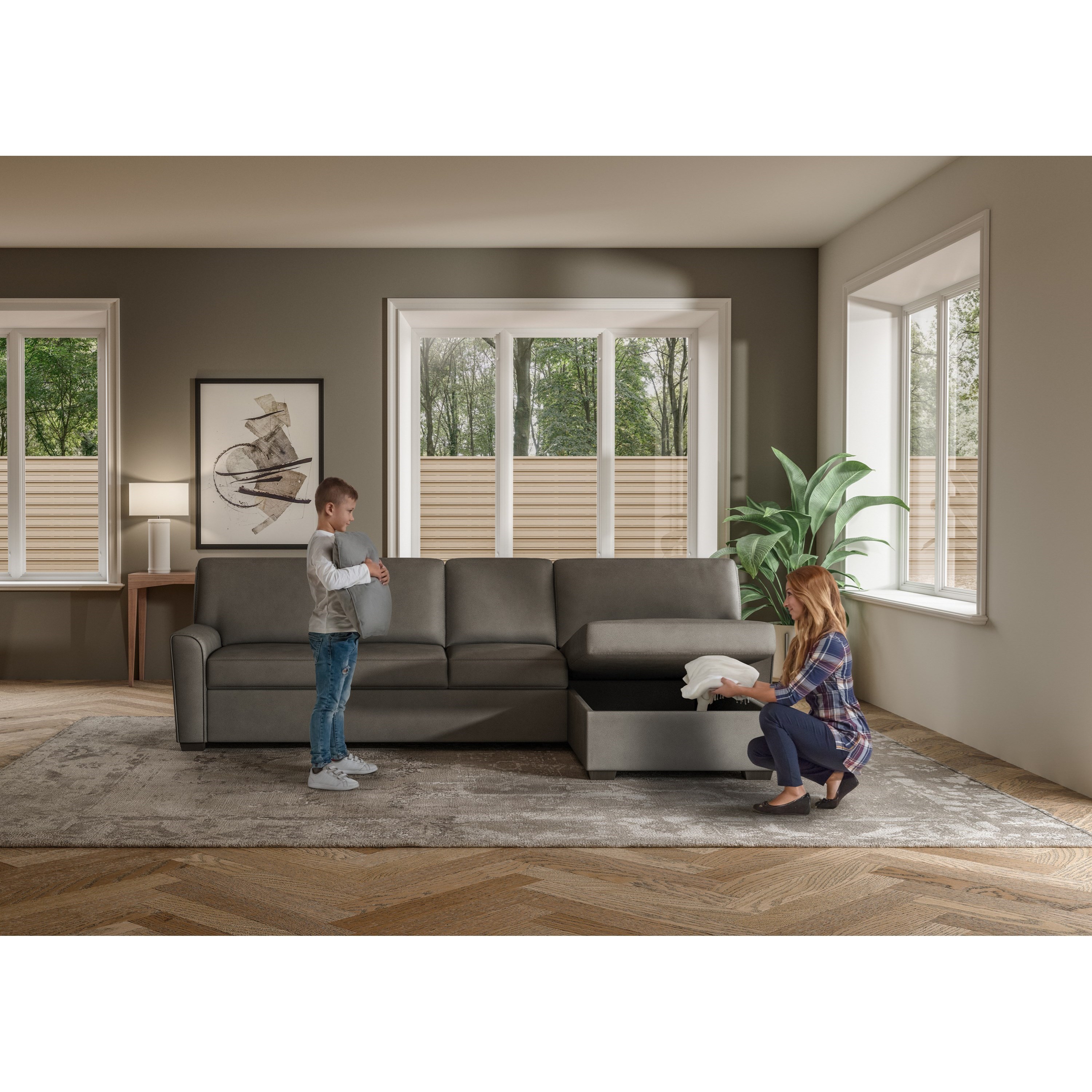 2 Pc Sect Sofa w/ King Sleeper &amp; Storage