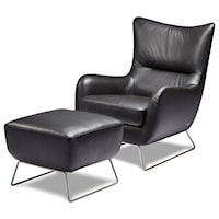 Contemporary Wing Back Chair and Ottoman Set