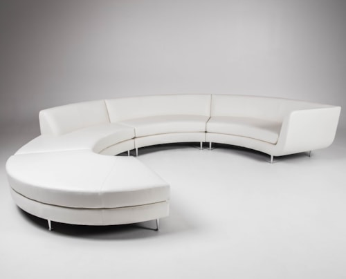 Contemporary 5-Seat Sectional Sofa with Right Arm Sitting Chaise & Reversible Curved Ottoman