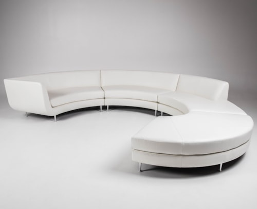Contemporary 5-Seat Sectional Sofa with Left Arm Sitting Chaise & Reversible Curved Ottoman