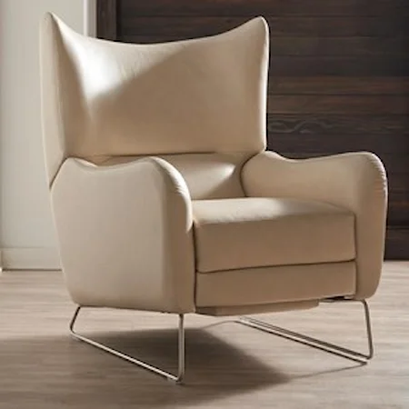 Contemporary Push Back Reclining Chair with Metal Legs