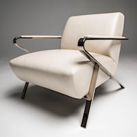 Contemporary Accent Chair with Architectural Metal Base