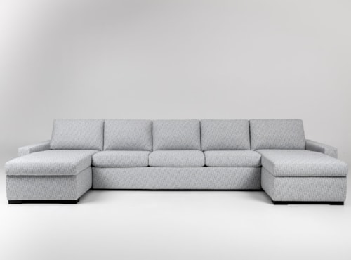 Contemporary 5-Seat Sectional Sofa with 2 Chaise & King Sleeper