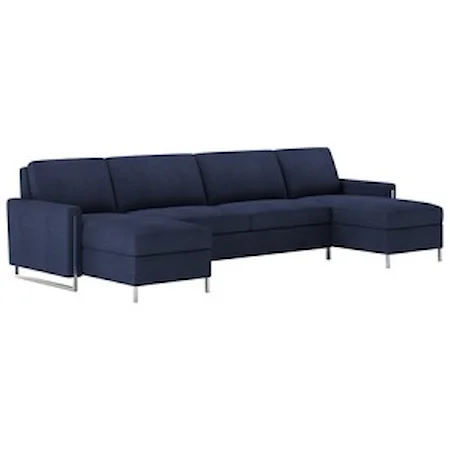 Three Piece Sectional Sofa with Queen Sleeper and Two Hidden Storage Chaise