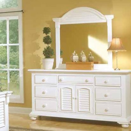 American Woodcrafters Cottage Traditions 9931954 Triple Dresser and Dressing Mirror Combo | Johnny Janosik | Dresser + Mirror Combo American Woodcrafters Cottage Traditions 9931954 Triple Dresser and Dressing Mirror Combo | Johnny Janosik | Dresser + Mirror Combo