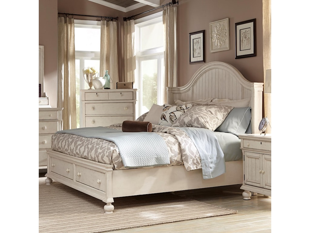 American Woodcrafters Newport Relaxed Vintage Queen Panel Bed with 2 ...