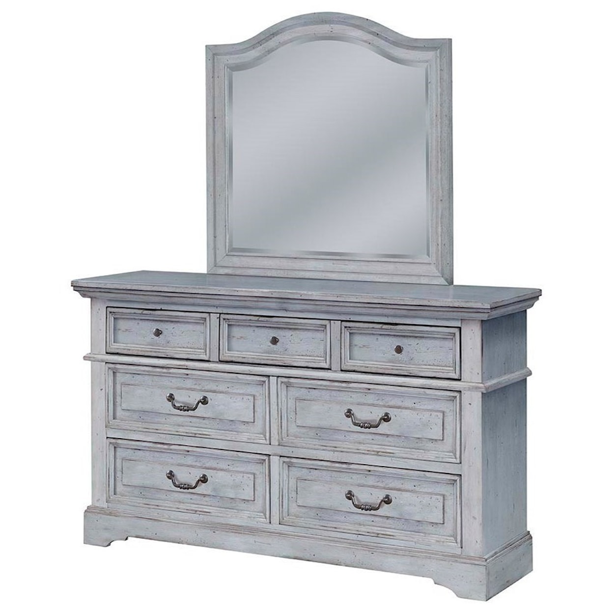 American Woodcrafters Stonebrook Dresser and Mirror Set