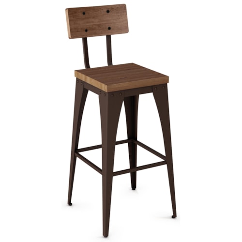 Industrial Counter Height Stool with Upholstered Seat