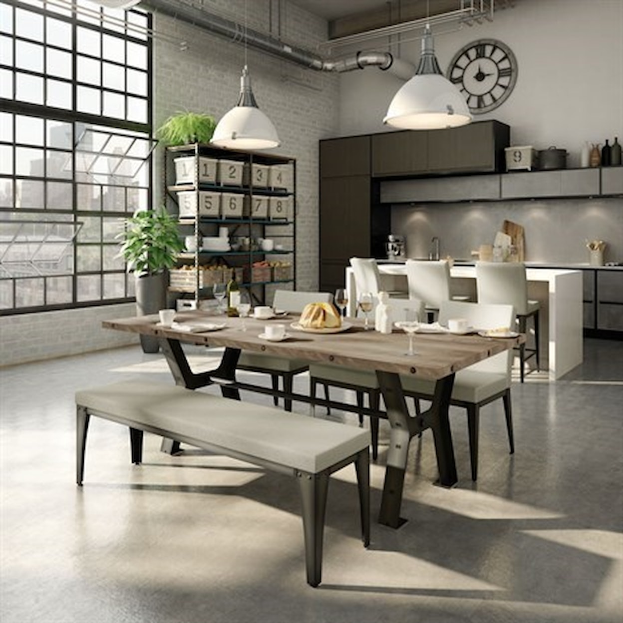 Amisco Table Amisco Customizable Dining 236942245 Parade Dining Table with Metal ...