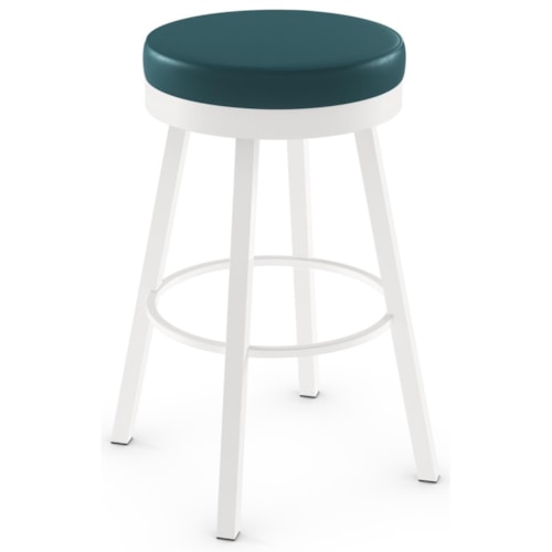 Contemporary Spectator Height Swivel Stool with Upholstered Seat
