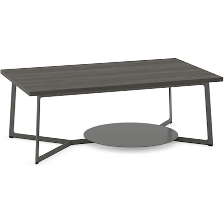 Customizable Malloy Coffee Table with Metal Frame and Circular Shelf
