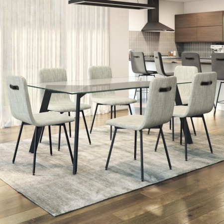 7-Piece Lidya Table Set with Glass Top