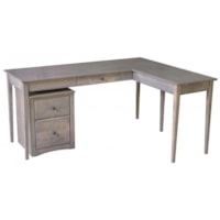 Solid Wood 1 Drawer Writing Desk with Return