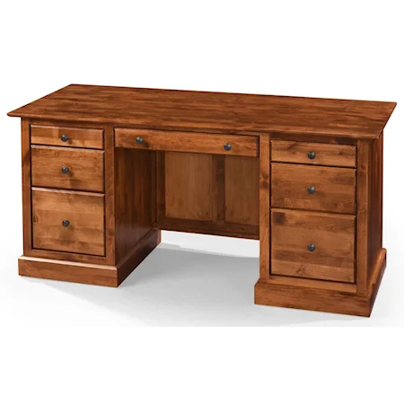 Executive Desk with Keyboard Flip-Down Drawer