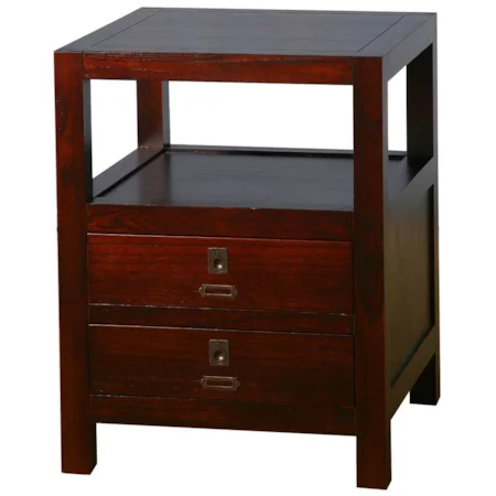 Solid Wood End Table with 2 Drawers