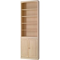 Solid Pine Bookcase with Door Kit and 4 Open Shelves