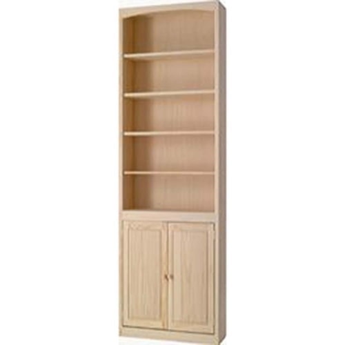 Solid Pine Bookcase with Door Kit and 4 Open Shelves