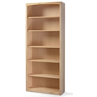 Customizable 36 X 84 Solid Pine Bookcase with 5 Open Shelves