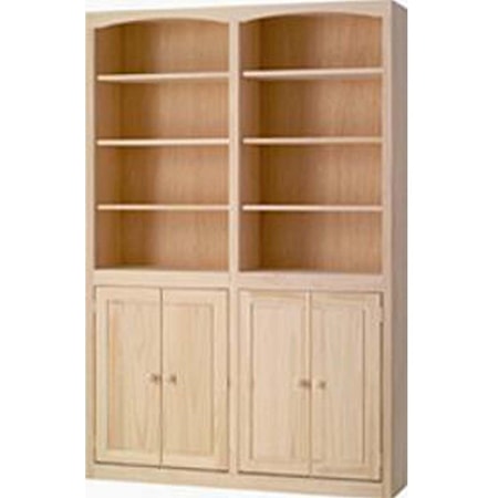 Solid Pine Bookcase with Door Kit and 6 Open Shelves