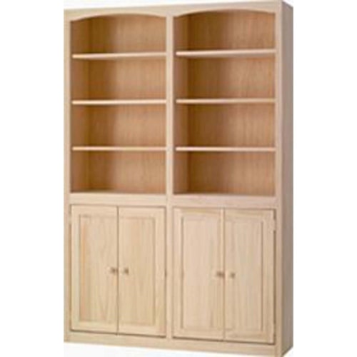 Solid Pine Bookcase with Door Kit and 6 Open Shelves