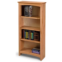 Solid Wood Alder Bookcase with 3 Open Shelves