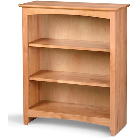 Solid Wood Alder Bookcase with 2 Open Shelves