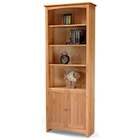 Solid Wood Alder Bookcase with Doors and 3 Shelves