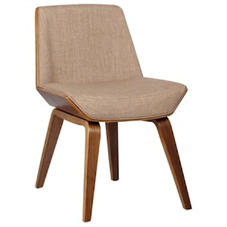 Mid-Century Dining Chair in Walnut Wood and Beige Fabric