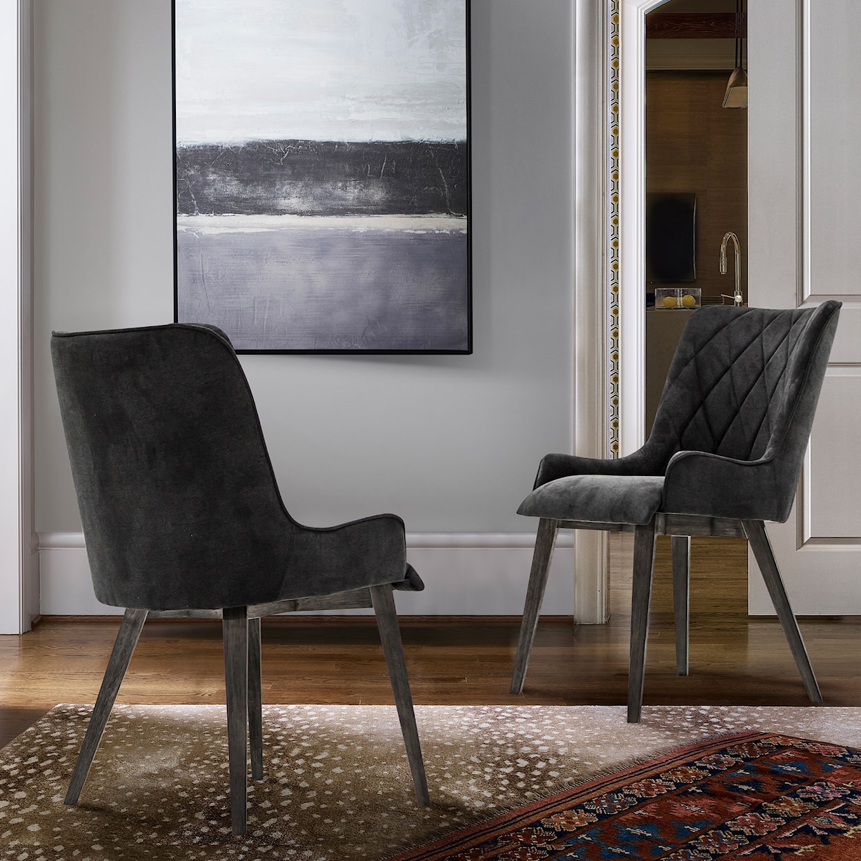 Armen Living Alana Midnight Upholstered Dining Chair