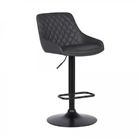 Adjustable Black Barstool with Faux Leather Upholstered Seats