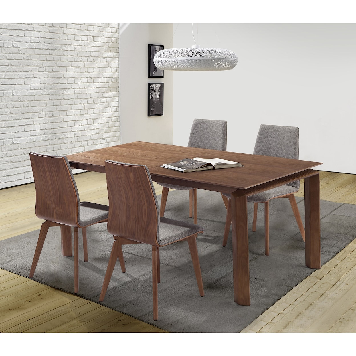 Armen Living Treviso Dining Chairs in Walnut Finish