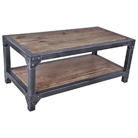 Industrial Coffee Table in Industrial Grey and Pine Wood Top