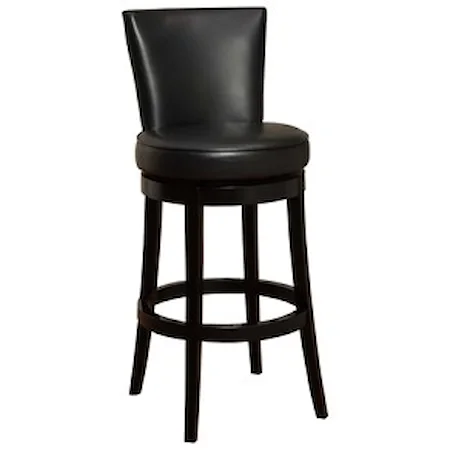 Contemporary Swivel Barstool In Black Bonded Leather