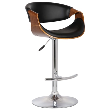 Adj. Swivel Barstool in Black Faux Leather