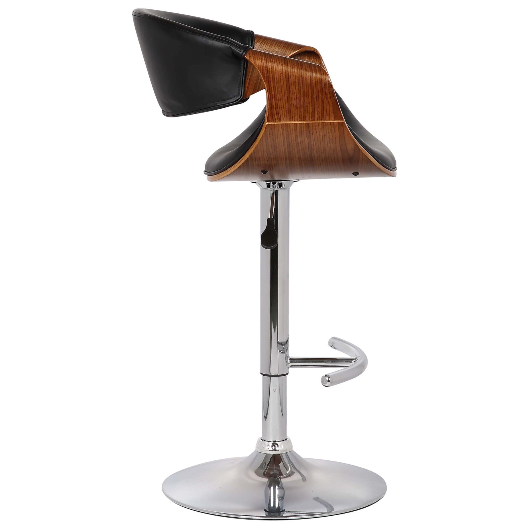 Adj. Swivel Barstool in Black Faux Leather