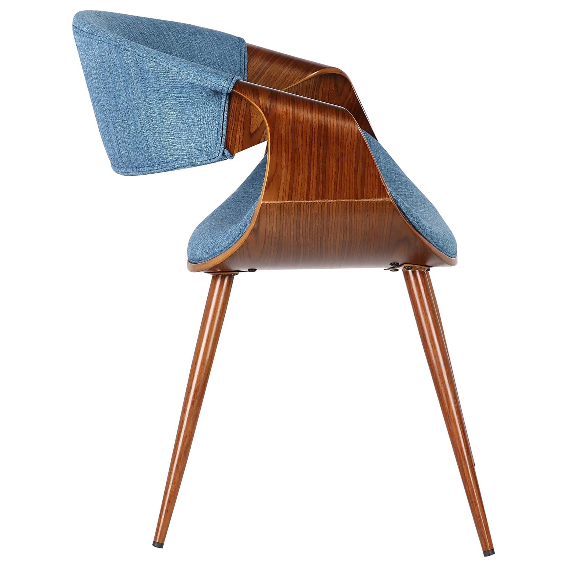 Mid-Century Dining Chair in Blue Fabric