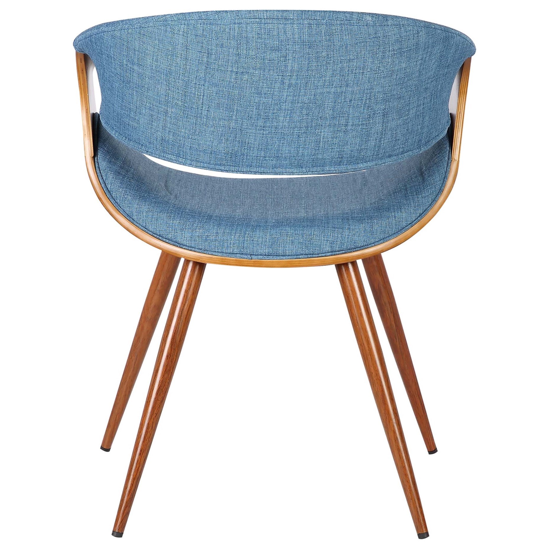 Mid-Century Dining Chair in Blue Fabric