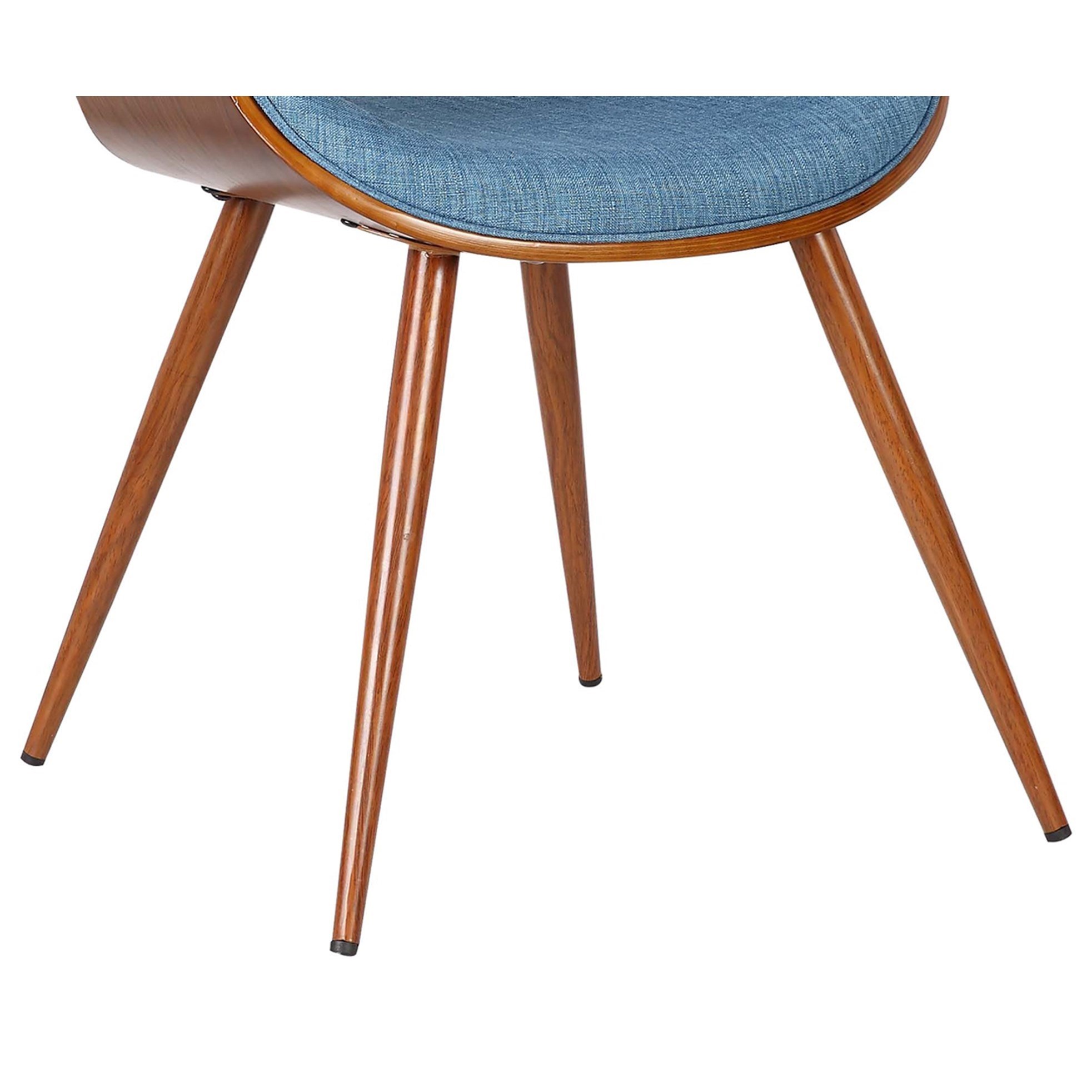 Armen Living Butterfly Mid-Century Dining Chair in Blue Fabric