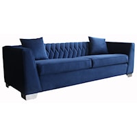 Contemporary Sofa in Brushed Stainless Steel and Velvet