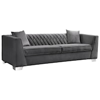 Contemporary Sofa in Brushed Stainless Steel and Velvet