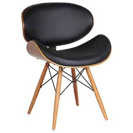 Mid-Century Side Chair in Walnut Wood and Faux Leather