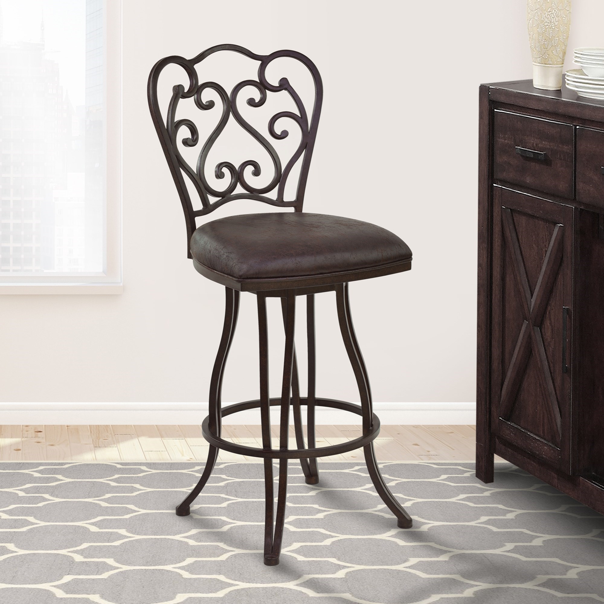 Armen Living Celeste 30" Bar Height Metal Swivel Barstool