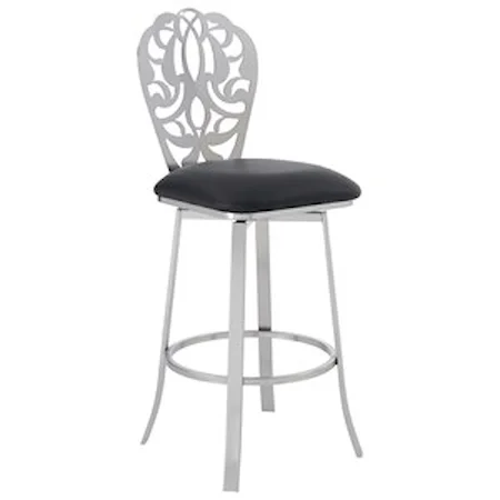 Contemporary 30" Bar Height Barstool in Brushed Stainless Steel Finish