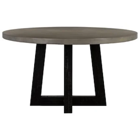 Modern Concrete and Acacia Round Dining Table