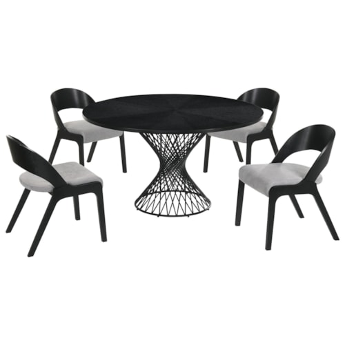 Contemporary 5-Piece Black Dining Set