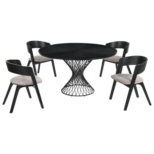 Contemporary 5-Piece Black Dining Set