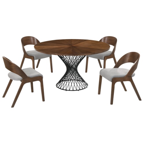 Mid-Century Modern 5-Piece Walnut Dining Set