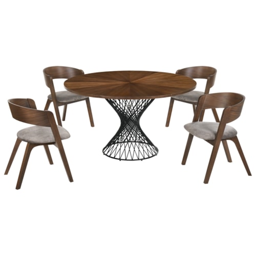 Mid-Century Modern 5-Piece Walnut Dining Set