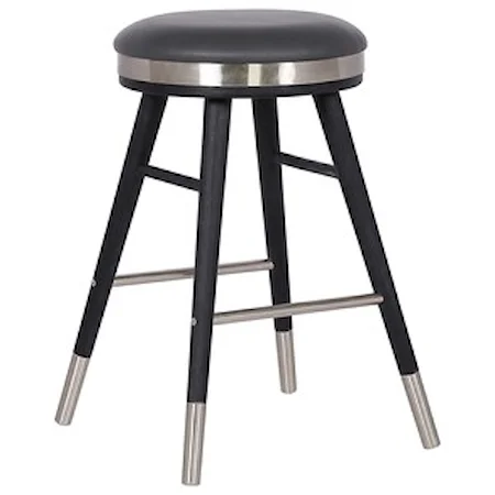Backless Modern 26" Black Faux Leather Bar Stool