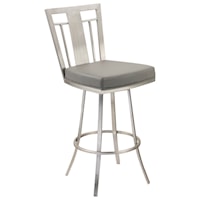 26" Modern Swivel Barstool In Gray and Stainless Steel